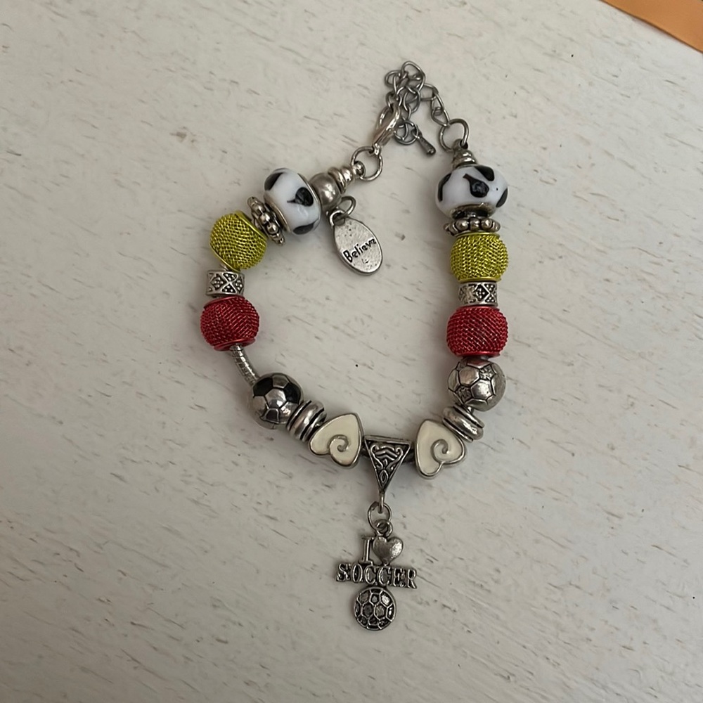 Soccer charm bracelet
